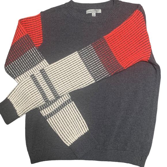 Cable Stitch Sweater Unisex Black White Grey Red Size Small - Picture 2 of 11